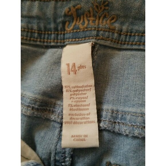 Justice Capri Cropped Jeans Girls Size 14 Plus Lightwash Distressed - Picture 3 of 3